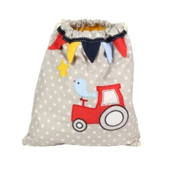 Turnbeutel "TRAKTOR & SPATZ" In Grau/Gelb - (L) 35 X (B) 30cm