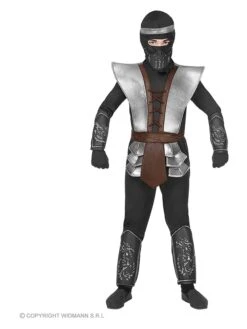 7tlg. Kostüm "Master Ninja" In Schwarz