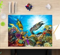 Schreibtischunterlage "Unterwasserwelt Muster" In Blau (L)60 X (B)40