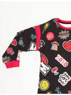 Kleid "Good Vibes" In Schwarz/ Bunt -Kinderprodukte denokids kleid good vibes in schwarz bunt 3
