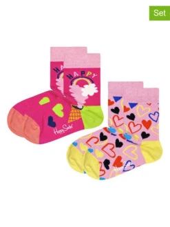 Happy Socks 4er-Set: Socken "Happy Love" In Pink/ Rosa