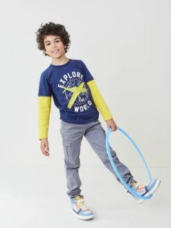 Longsleeve In Dunkelblau/ Gelb -Kinderprodukte lamino longsleeve in dunkelblau gelb 2