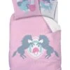 Mädchen Bettwäsche-Set Biber "Pferde" In Rosa -Kinderprodukte matt and rose madchen bettwasche set biber pferde in rosa