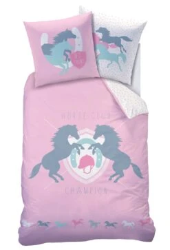 Mädchen Bettwäsche-Set Biber "Pferde" In Rosa