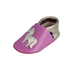 Hausschuhe / Lederpuschen Mit Pferd In Lila / Silber -Kinderprodukte pantau its a small world hausschuhe lederpuschen mit pferd in lila silber 3