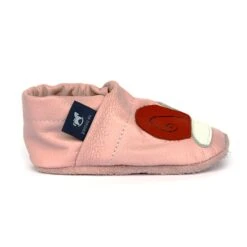 Hausschuhe / Lederpuschen Mit Schnecke In Rosa / Weiß -Kinderprodukte pantau its a small world hausschuhe lederpuschen mit schnecke in rosa weiss 3