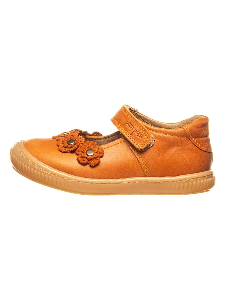 Pom Pom Leder-Spangenballerinas In Orange 3 Pom Pom Leder-Spangenballerinas In Orange