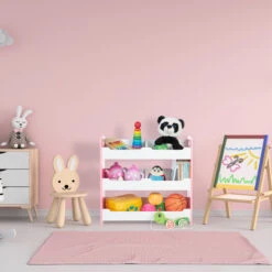 Kinderregal "Schwan" In Weiß/ Rosa - (B)62,5 X (H)60 X (T)30 Cm -Kinderprodukte relaxdays kinderregal schwan in weiss rosa b 62 5 x h 60 x t 30 cm 1