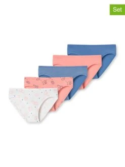 Schiesser 5er-Set: Slips In Weiß/ Apricot/ Blau