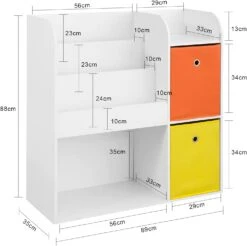 Bücherregal In Weiß - (B)89 X (H)88 X (T)35cm -Kinderprodukte sobuy bucherregal in weiss b 89 x h 88 x t 35cm 3