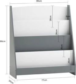 Bücherregal In Weiß Und Hellgrau - (B)80 X (H)88 X (T)30cm -Kinderprodukte sobuy bucherregal in weiss und hellgrau b 80 x h 88 x t 30cm 3